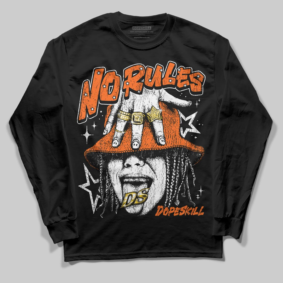 Orange Sneakers DopeSkill Long Sleeve T-Shirt No Rules Graphic Streetwear - black