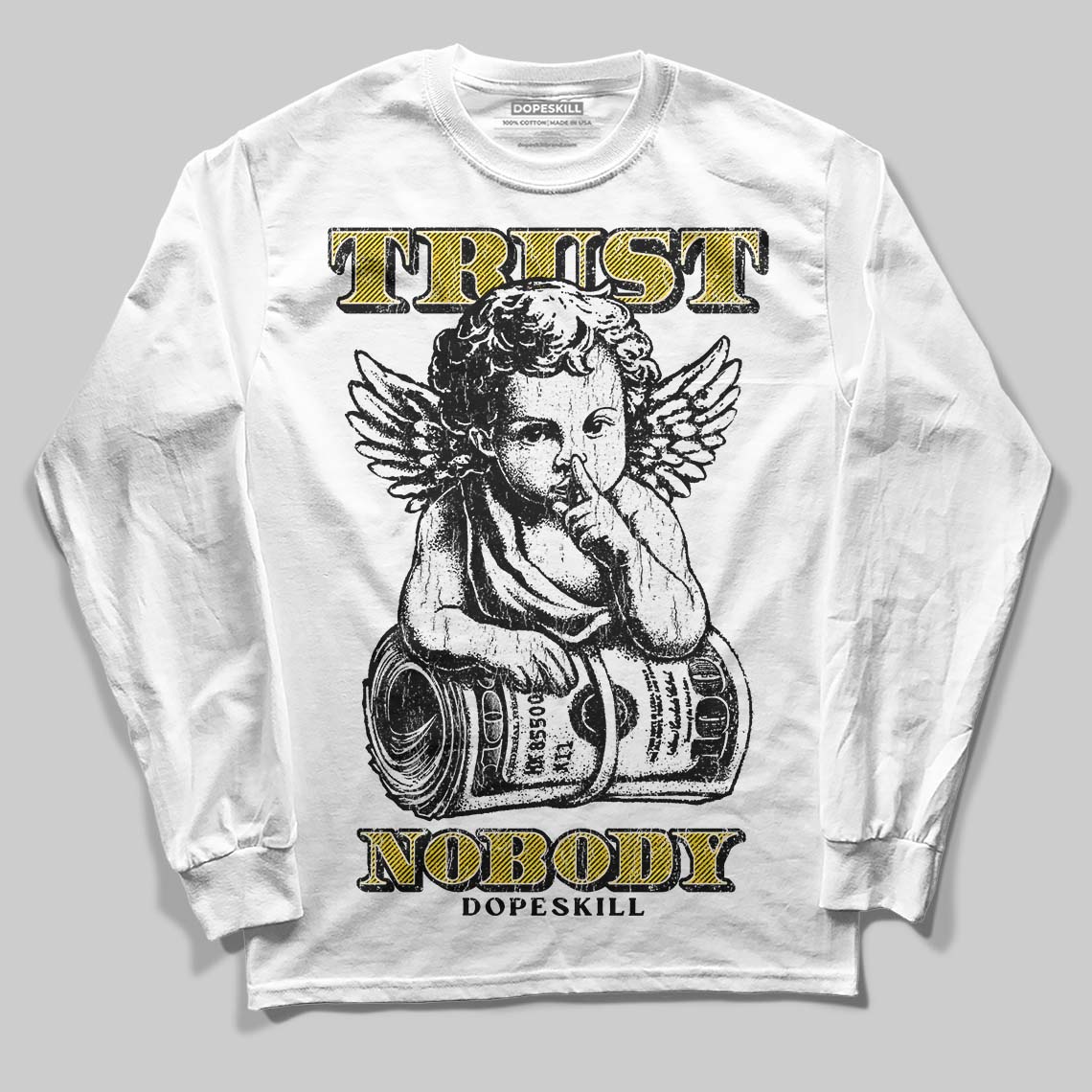 Yellow Sneakers DopeSkill Long Sleeve T-Shirt Trust Nobody Graphic Streetwear - White