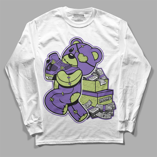 Jordan 4 Retro Canyon Purple DopeSkill Long Sleeve T-Shirt Bear Steals Sneaker Graphic Streetwear - White 