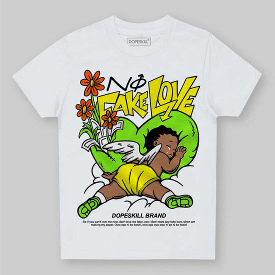 Neon Green Sneakers DopeSkill Toddler Kids T-shirt No Fake Love Graphic Streetwear - White