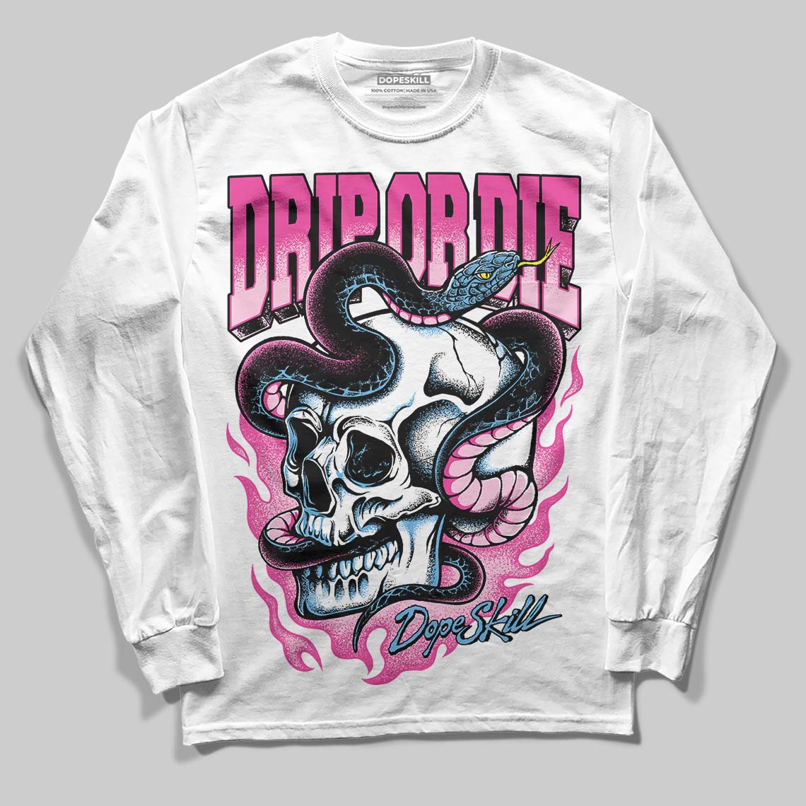 Pink Sneakers DopeSkill Long Sleeve T-Shirt Drip or Die Graphic Streetwear - White