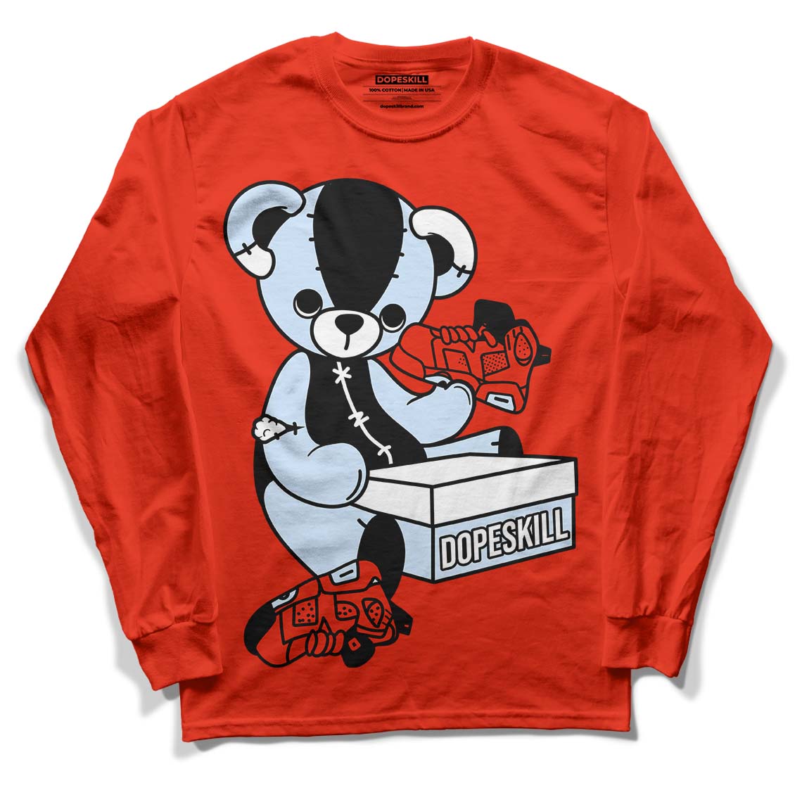 Jordan 6 Retro Toro Bravo DopeSkill Varsity Red Long Sleeve T-Shirt Sneakerhead BEAR Graphic Streetwear