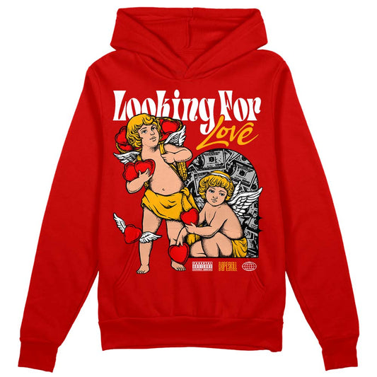 Red Sneakers DopeSkill Red Hoodie Sweatshirt Looking For Love Graphic Streetwear