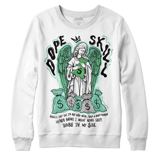 Jordan 1 High OG Green Glow DopeSkill Sweatshirt Angels Graphic Streetwear - White