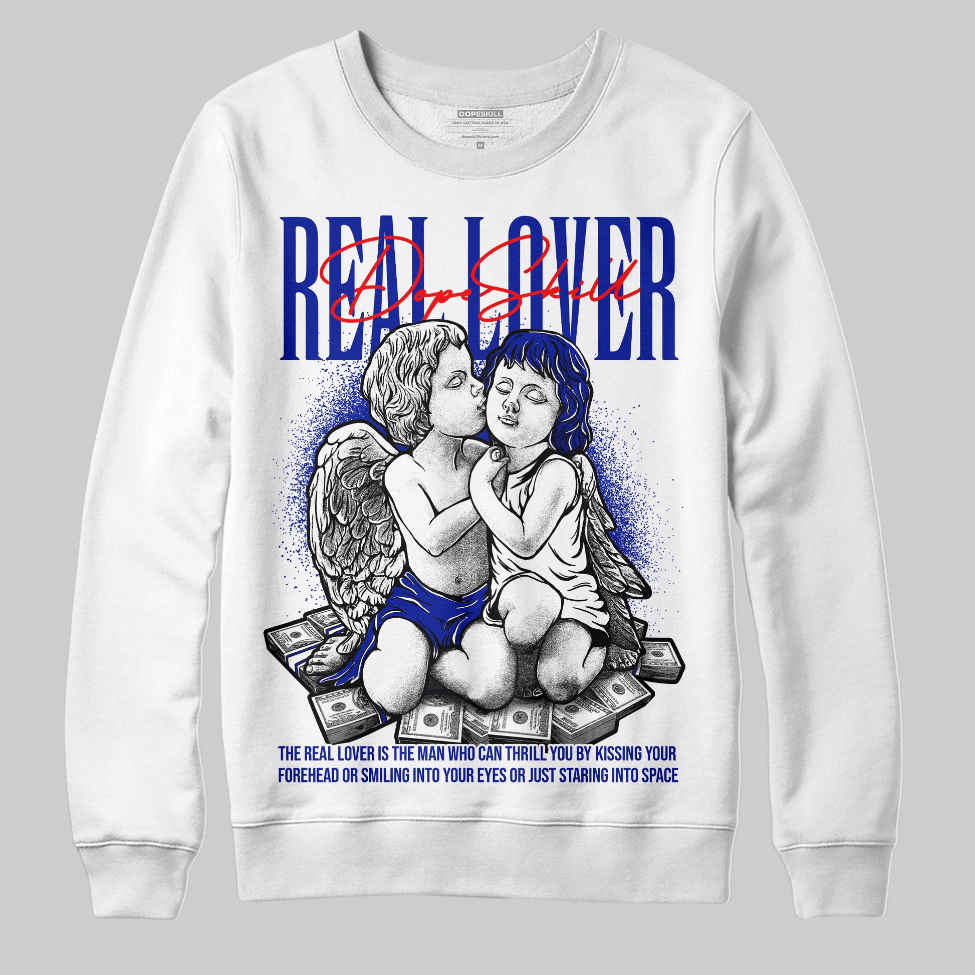 Dunk Low Racer Blue White DopeSkill Sweatshirt Real Lover Graphic Streetwear - White