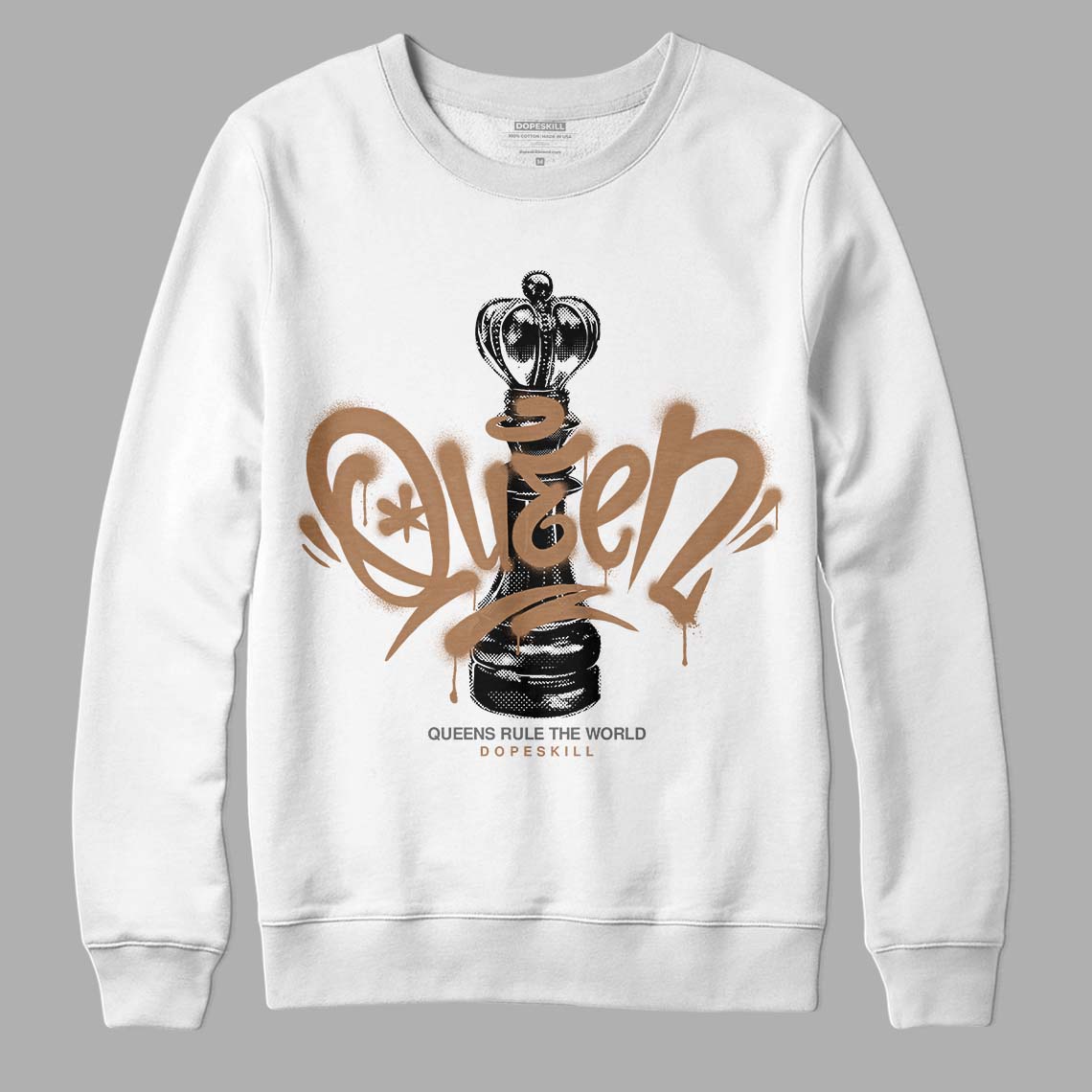 Jordan 6 WMNS Gore-Tex Brown Kelp DopeSkill Sweatshirt Queen Chess Graphic Streetwear - White 