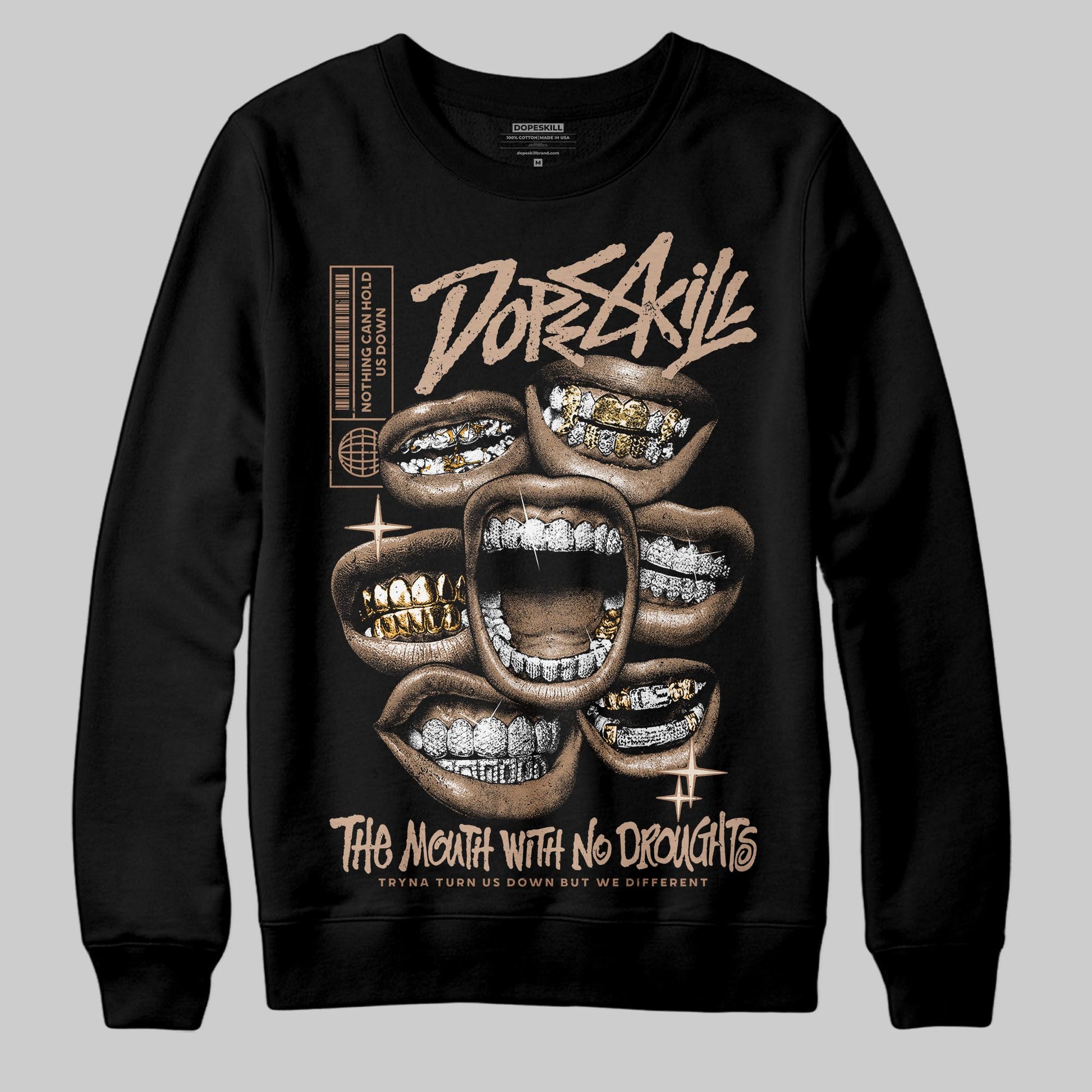 Jordan 4 Retro Cozy Girl DopeSkill Sweatshirt The Mouth With No Droughts Graphic Streetwear - Black