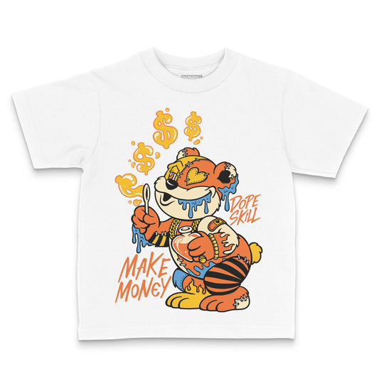 Orange, Black and White Sneakers DopeSkill Toddler Kids T-shirt Make Money Graphic Streetwear - White