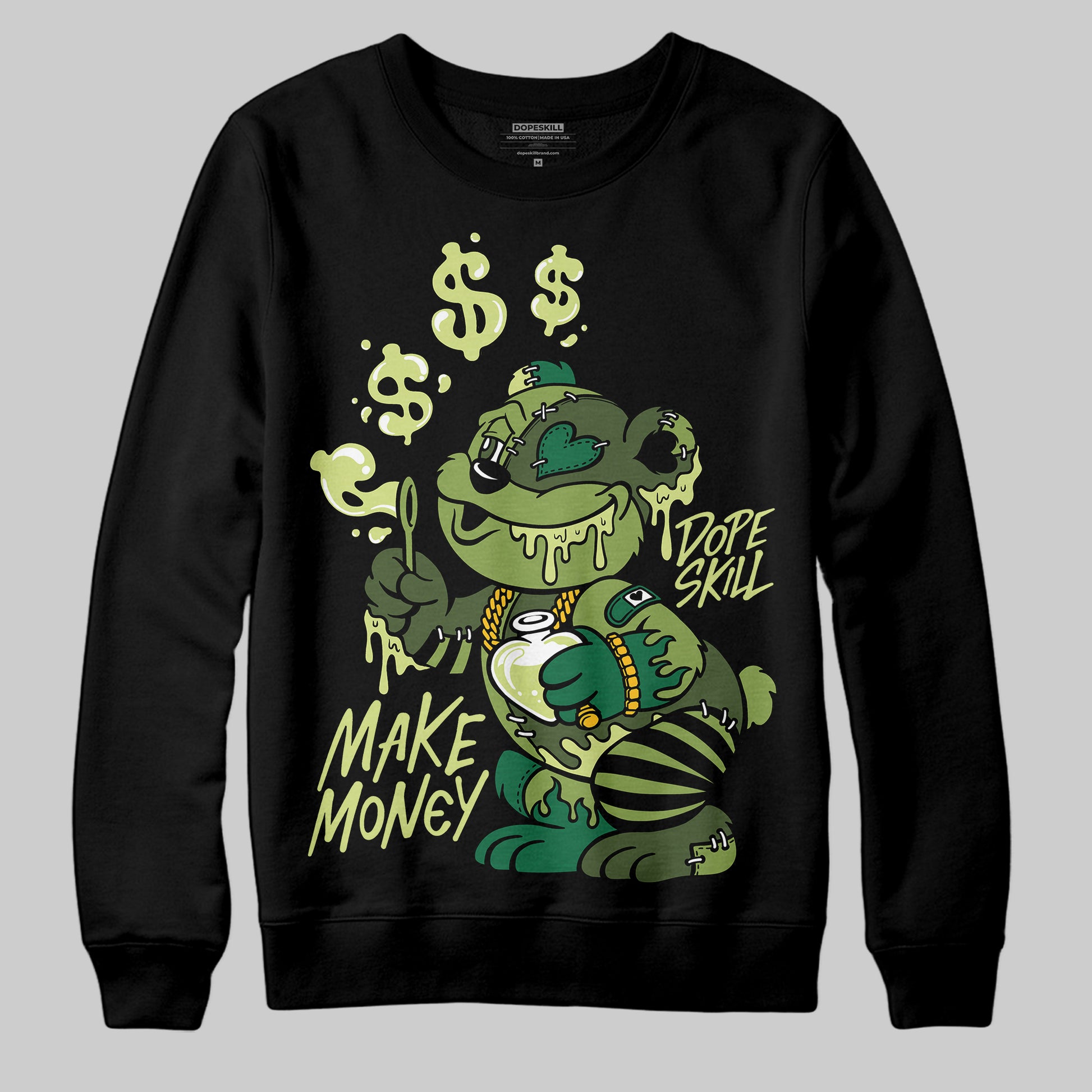 Foamposite Pro 'Pine Green' DopeSkill Sweatshirt Make Money Graphic Streetwear - Black