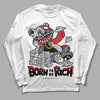 Jordan Spizike Low Bred DopeSkill Long Sleeve T-Shirt Born To Be Rich Graphic Streetwear - White 