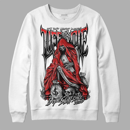 Jordan Spizike Low Bred DopeSkill Sweatshirt Life or Die Graphic Streetwear - White 