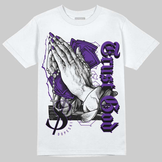 Jordan 3 Dark Iris DopeSkill T-Shirt Trust God Graphic Streetwear - White 