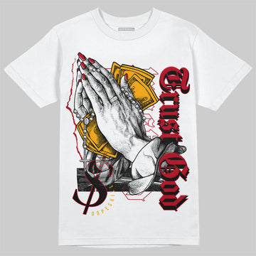 Jordan 7 Retro Cardinal DopeSkill T-Shirt Trust God Graphic Streetwear - White 