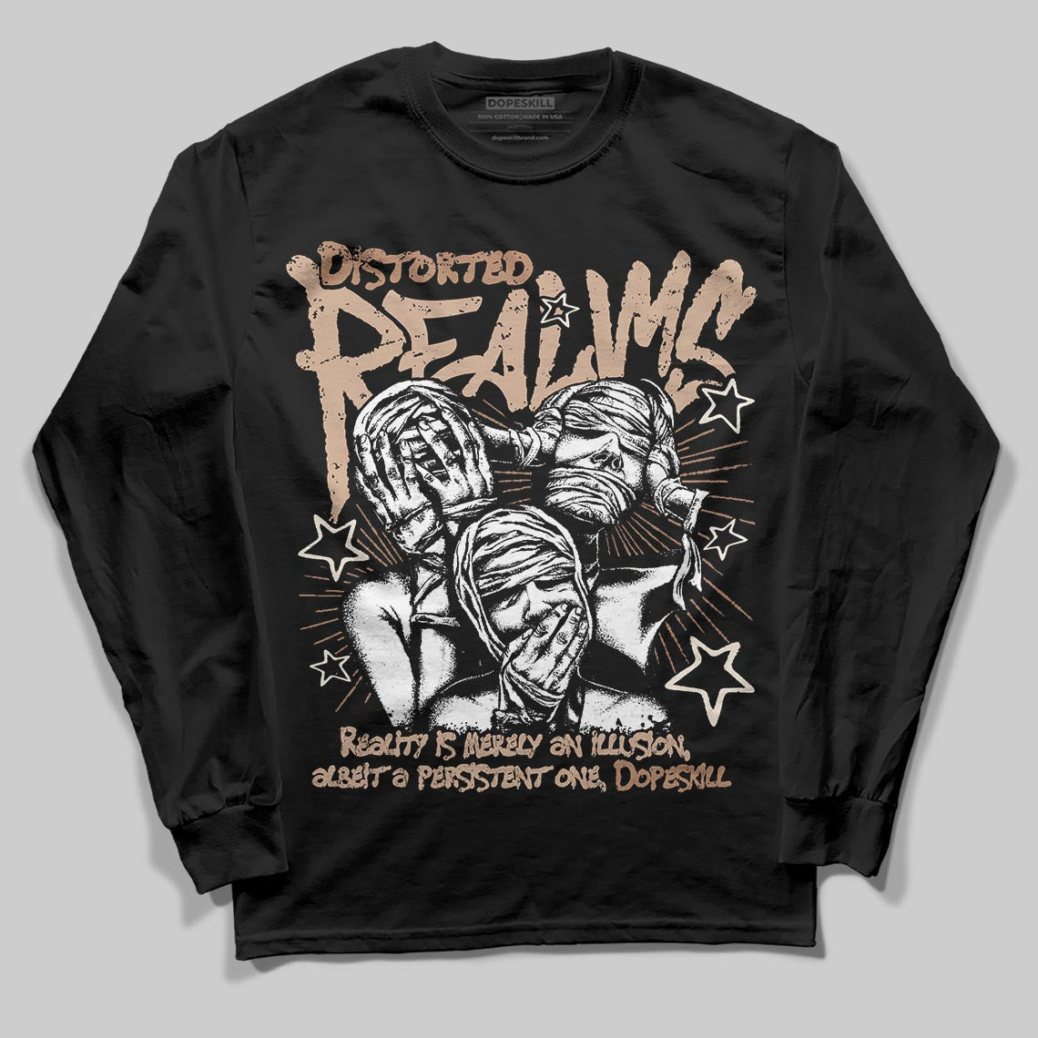 Jordan 4 Retro Cozy Girl DopeSkill Long Sleeve T-Shirt Distorted Realms Graphic Streetwear - Black