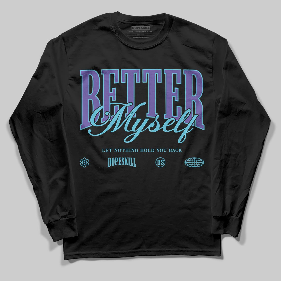 Jordan 8 Retro 'Aqua' 2025 DopeSkill Long Sleeve T-Shirt Better Myself Graphic Streetwear - Black