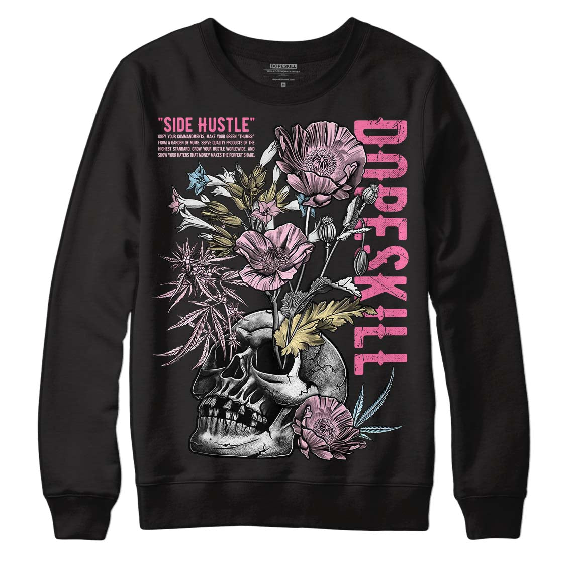 Dunk Low LX Pink Foam DopeSkill Sweatshirt Side Hustle Graphic Streetwear - Black