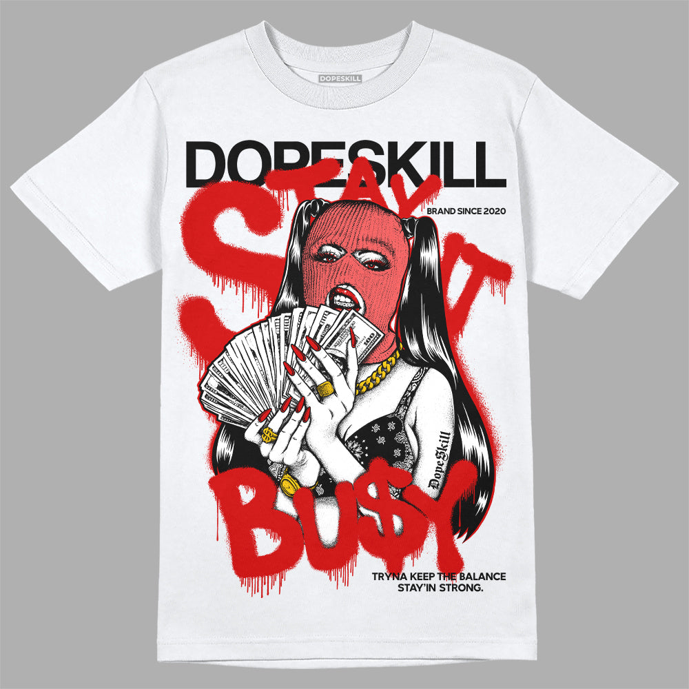 Jordan 1 Retro Low "Black Toe" DopeSkill T-Shirt Stay It Busy Graphic Streetwear - White 