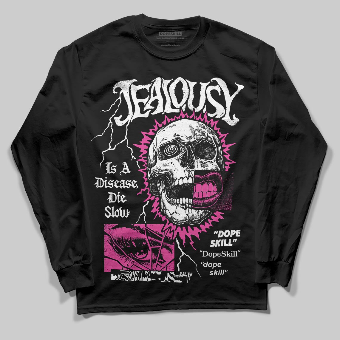 Pink Sneakers DopeSkill Long Sleeve T-Shirt Jealousy Graphic Streetwear - Black