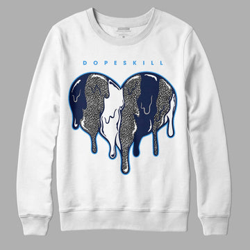 Jordan 3 "Midnight Navy" DopeSkill Sweatshirt Slime Drip Heart Graphic Streetwear - White 