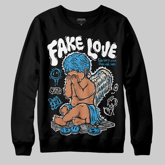 Jordan 1 High OG “UNC” Reimagined DopeSkill Sweatshirt False Love Graphic Streetwear - Black