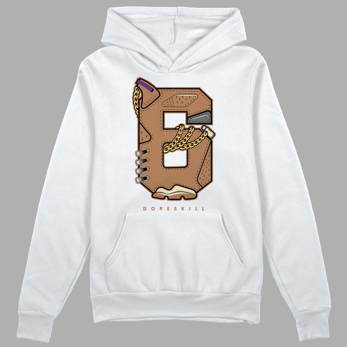 Jordan 6 WMNS Gore-Tex Brown Kelp DopeSkill Hoodie Sweatshirt No.6 Graphic Streetwear - White