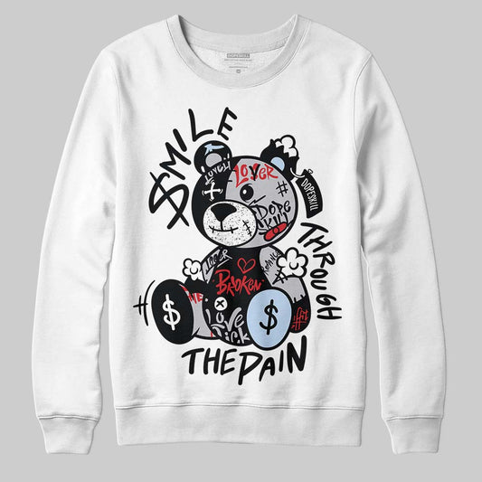 Jordan 5 Retro OG Black Metallic Reimagined DopeSkill Sweatshirt Smile Through The Pain Graphic Streetwear - White