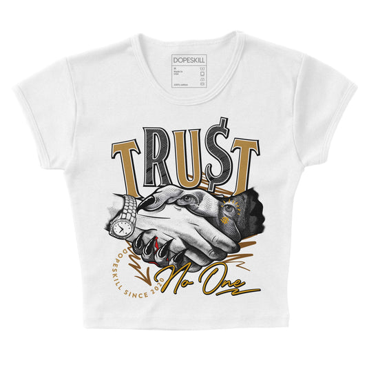 Jordan 13 Wheat 2023 DopeSkill Women's Crop Top Trust No One Graphic Streetwear - White 