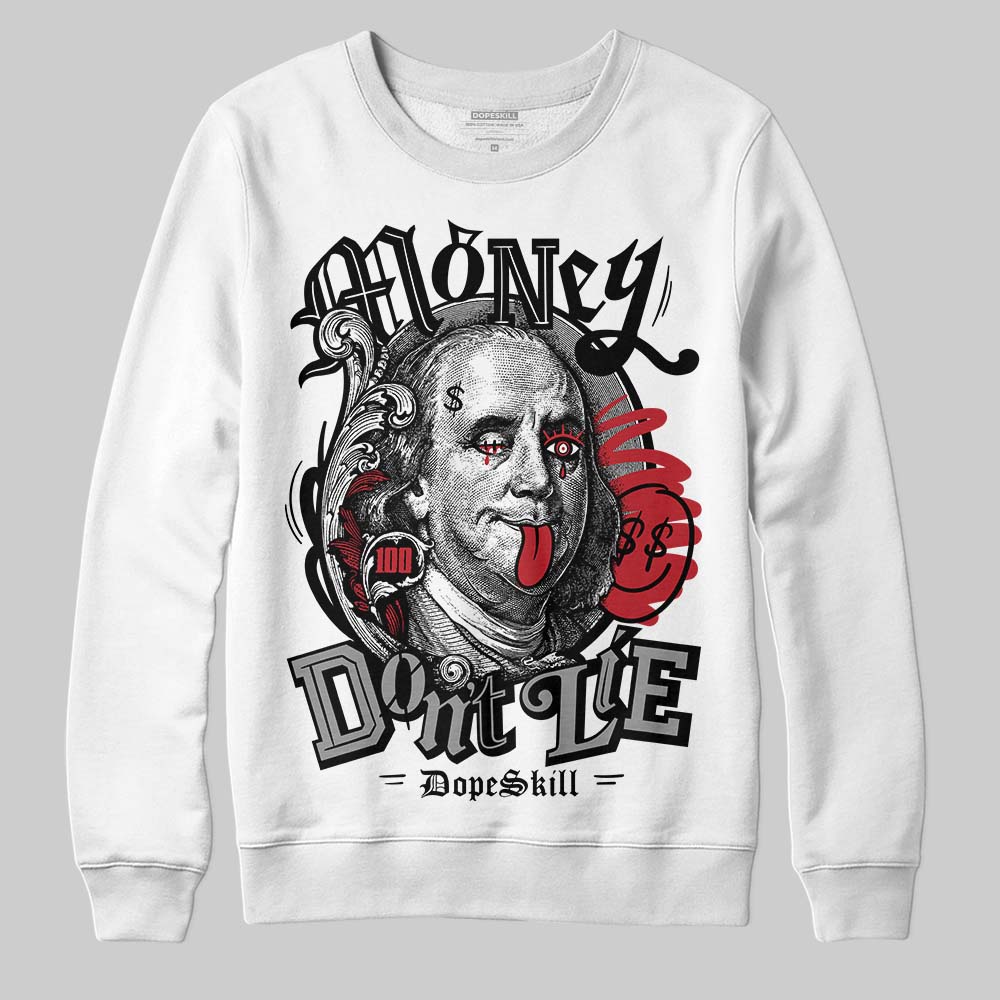 Jordan 14 Retro ‘Black Toe’ DopeSkill Sweatshirt Money Is Our Motive Typo Graphic Streetwear - White