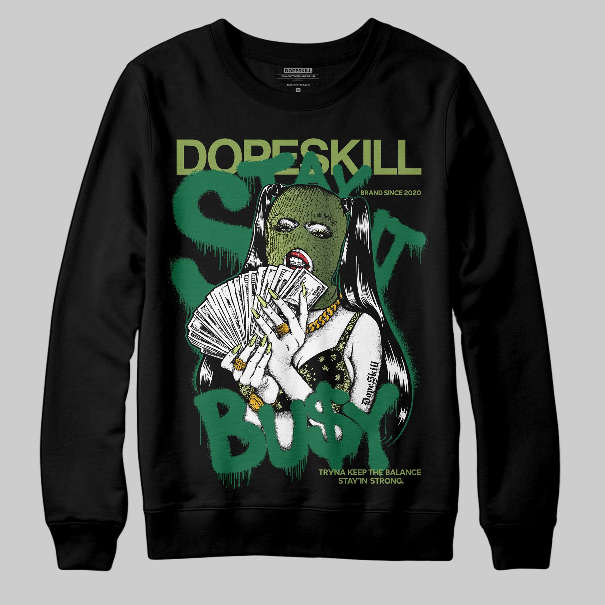 Foamposite Pro 'Pine Green' DopeSkill Sweatshirt Stay It Busy Graphic Streetwear - black