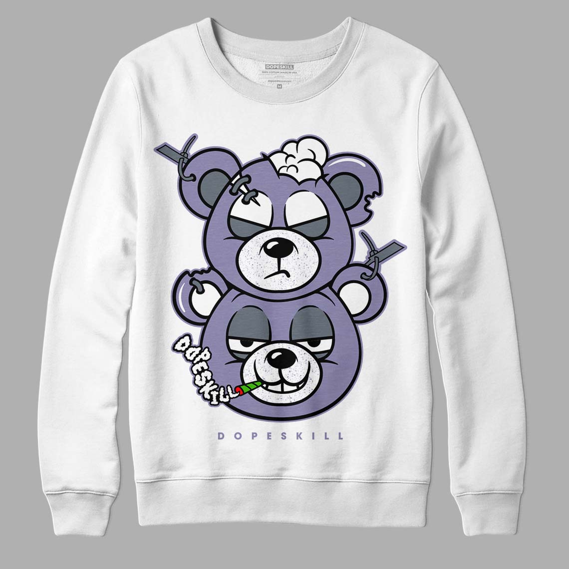 Jordan 5 Retro Low Indigo Haze DopeSkill Sweatshirt New Double Bear Graphic Streetwear - White