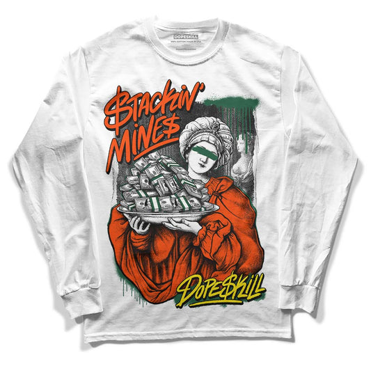 Dunk Low Team Dark Green Orange DopeSkill Long Sleeve T-Shirt Stackin Mines Graphic Streetwear - White