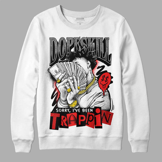 Jordan Spizike Low Bred DopeSkill Sweatshirt Sorry I've Been Trappin Graphic Streetwear - White 