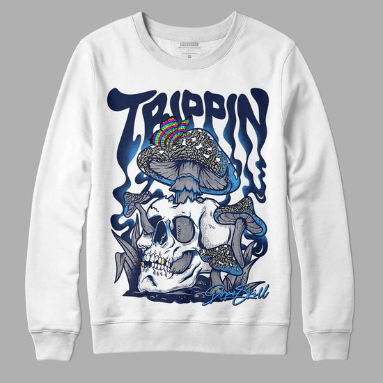 Jordan 3 "Midnight Navy" DopeSkill Sweatshirt Trippin Graphic Streetwear - White 