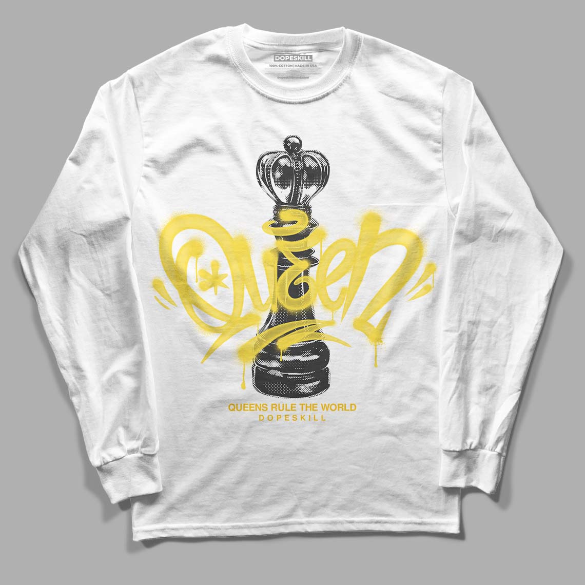 Wmns Air Jordan 11 Low 'Yellow Snakeskin' DopeSkill Long Sleeve T-Shirt Queen Chess Graphic Streetwear - White 