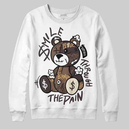 Jordan 5 “Earth/Metallic Gold” DopeSkill Sweatshirt Smile Through The Pain Graphic Streetwear - White