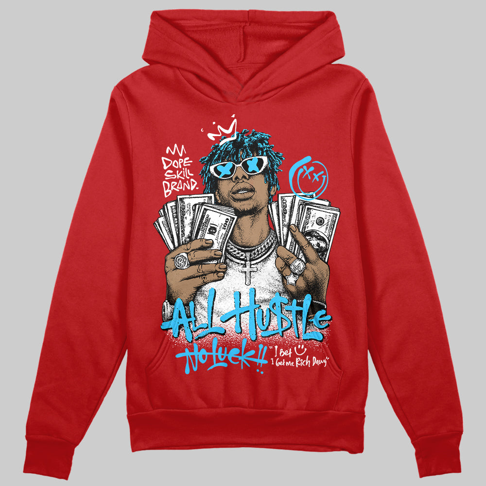 Red Sneakers DopeSkill Hoodie All Hustle No Luck Graphic Streetwear - Red