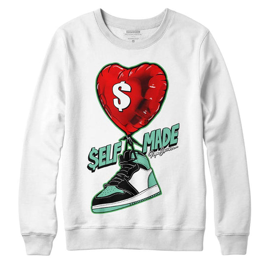 Jordan 1 High OG Green Glow DopeSkill Sweatshirt Self Made Graphic Streetwear - White