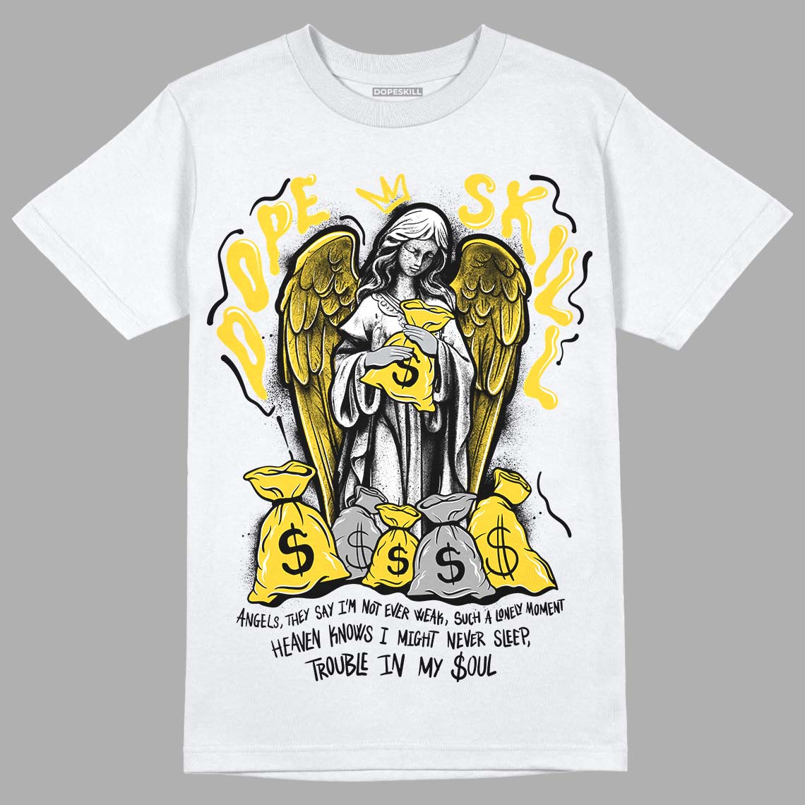 Jordan 4 Thunder DopeSkill T-Shirt Angels Graphic Streetwear - White 