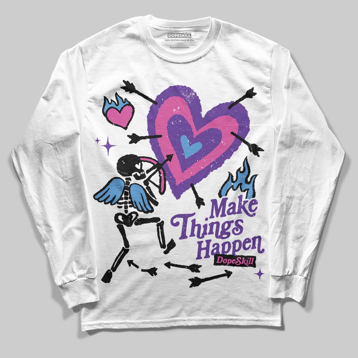 PURPLE Sneakers DopeSkill Long Sleeve T-Shirt Make Things Happen Graphic Streetwear - White