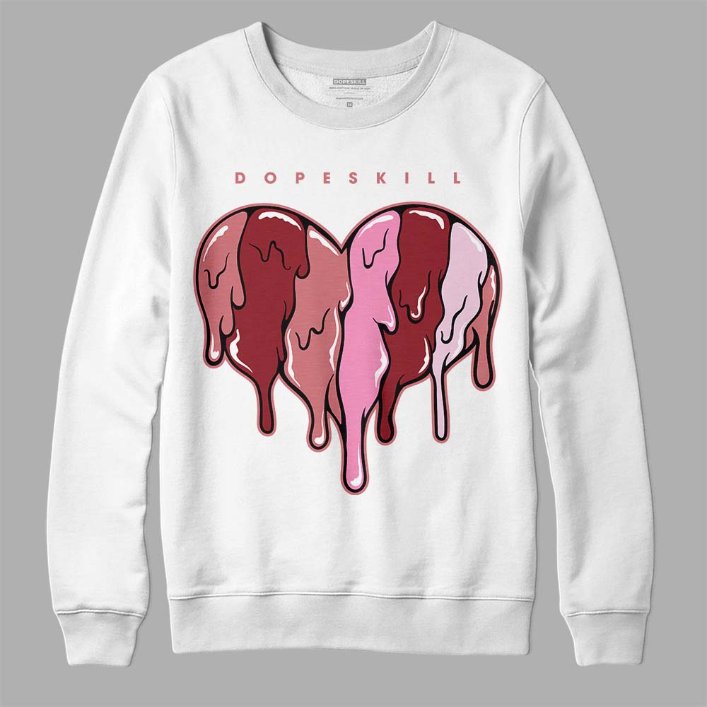 Valentine's Day Collection DopeSkill Sweatshirt Slime Drip Heart Graphic Streetwear  - White 