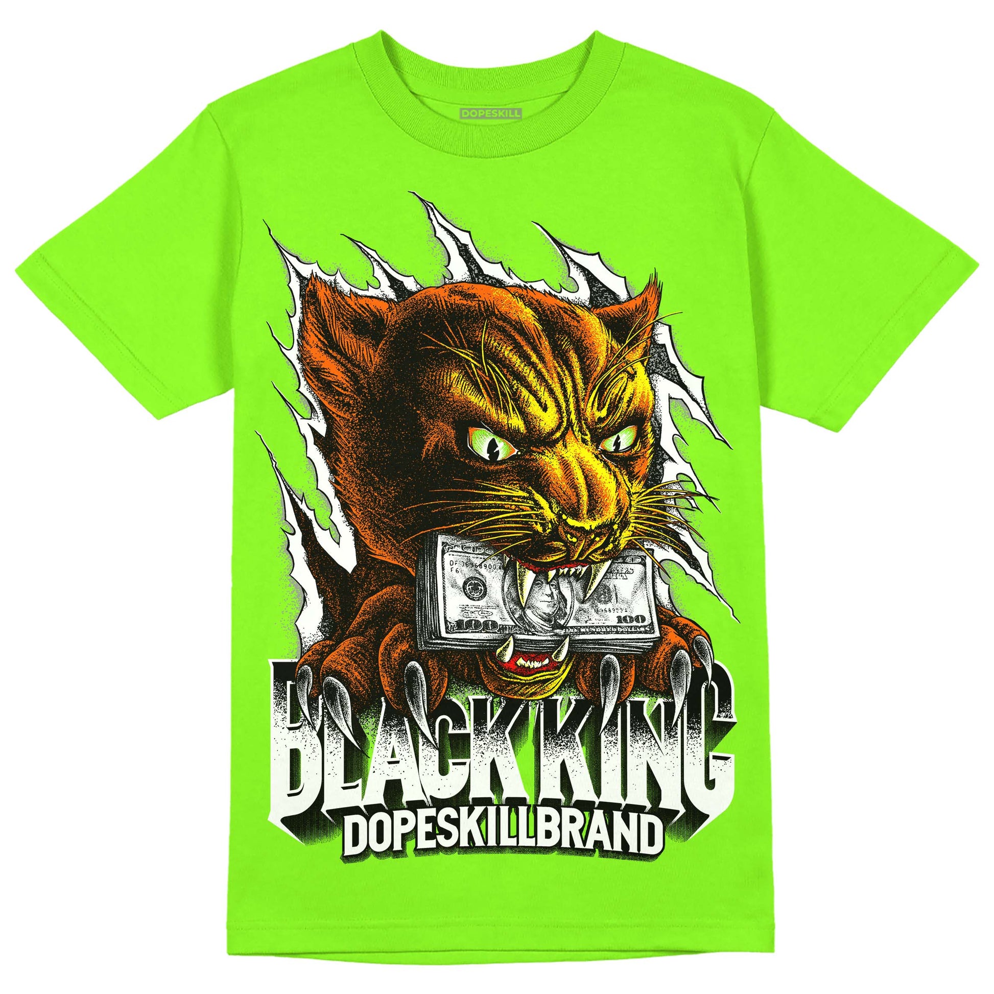 Neon Green Sneakers DopeSkill Neon Green T-Shirt Black King Graphic Streetwear