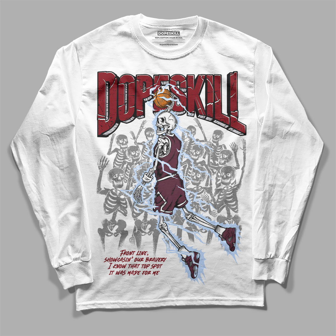 Jordan 5 Retro Burgundy (2023)  DopeSkill Long Sleeve T-Shirt Thunder Dunk Graphic Streetwear - White 