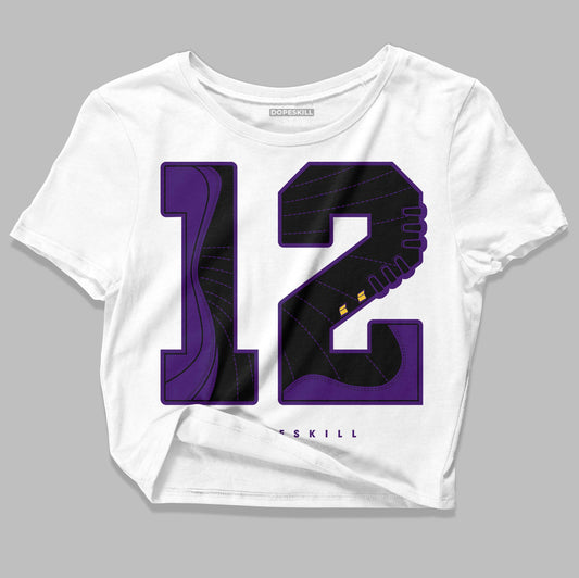Jordan 12 "Field Purple" DopeSkill Women's Crop Top No.12 Graphic Streetwear - White