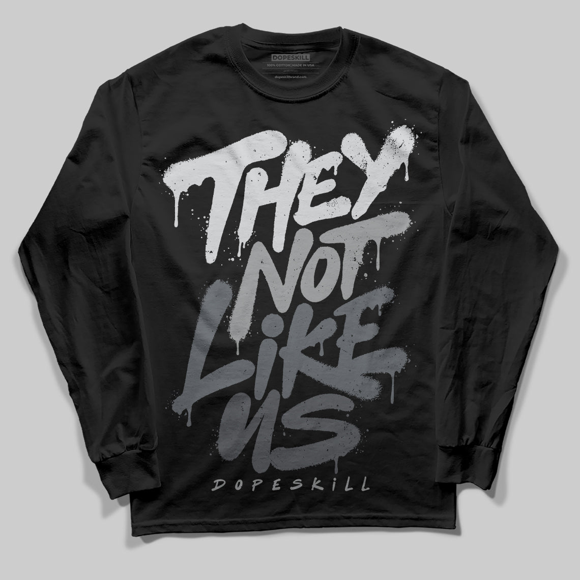 Jordan 5 Retro Wolf Grey (2026) DopeSkill Long Sleeve T-Shirt They Not Like Us Graphic Streetwear - Black
