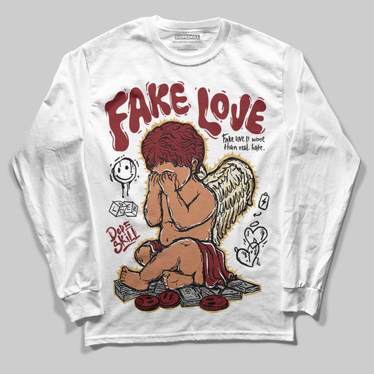 Dunk Low SE Sisterhood Sail Team Red W DopeSkill Long Sleeve T-Shirt False Love Graphic Streetwear - White