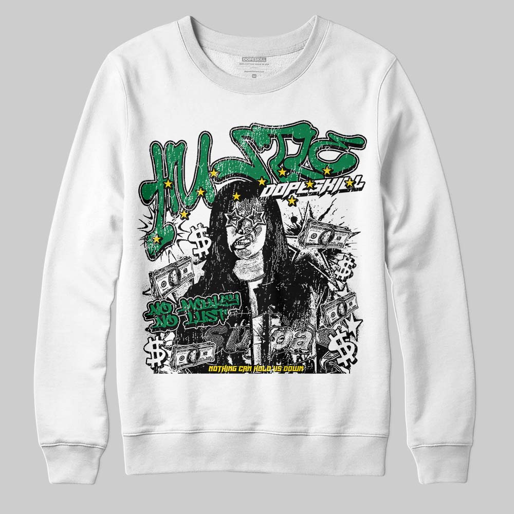 Green Sneakers DopeSkill Sweatshirt No Money No Lust Graphic Streetwear  White 