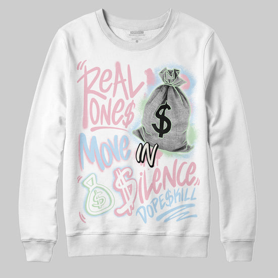 Jordan 4 Retro Valentine's Day (2026) (GS) DopeSkill Sweatshirt Real Ones Move In Silence Graphic Streetwear - White 