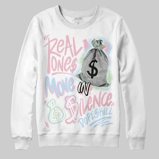 Jordan 4 Retro Valentine's Day (2026) (GS) DopeSkill Sweatshirt Real Ones Move In Silence Graphic Streetwear - White 
