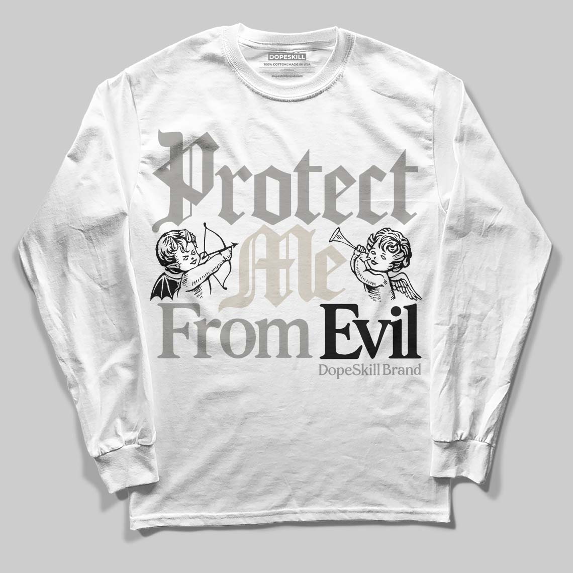 Jordan 3 Retro Pure Money DopeSkill Long Sleeve T-Shirt Protect Me From Evil Graphic Streetwear - White