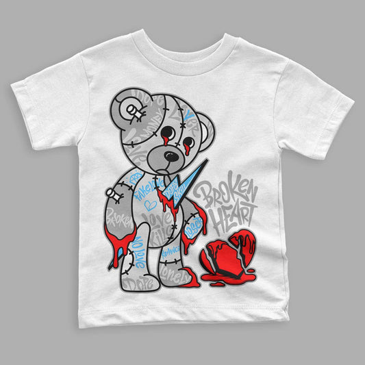 Dunk Low ‘Pure Platinum’ DopeSkill Toddler Kids T-shirt Broken Heart Graphic Streetwear - White